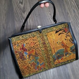 Native American Renaissance Bag Velour Tapestry Purse Vintage Accessory Purse
